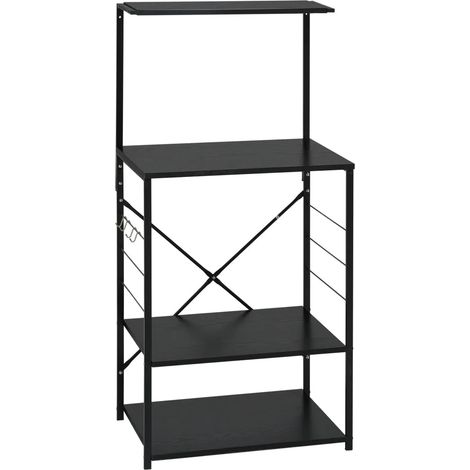 Armadio per microonde a 4 livelli pratico soggiorno cucina 60 x 39,6 x 123 cm in legno nero 020046484