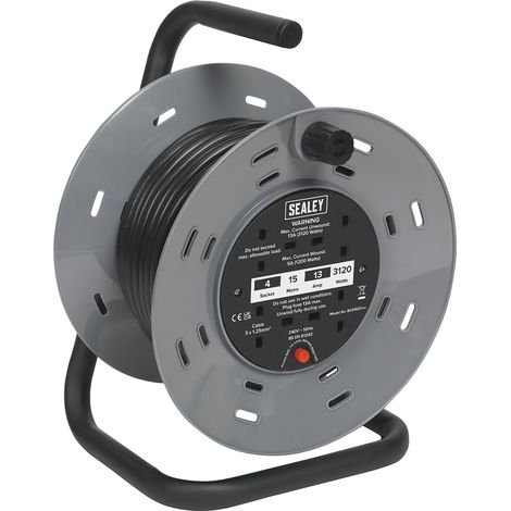 Sealey Cable Reel 15m 4 x 230V Thermal Trip BCR153T