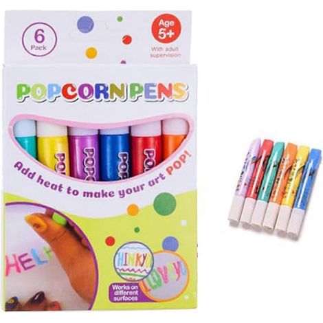 Magic Puffy Pens Set - 6 Neon Colors Popcorn Pen Fun Art Supplies (1/5)