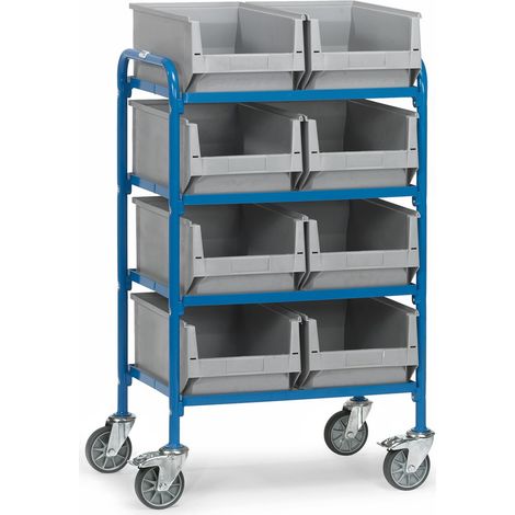 Beistellwagen mit 8 Lagersichtbehältern - Tragkraft: 250kg - Ladefläche: 630 x 470mm (1/2)