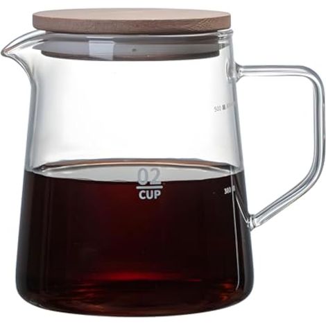 Carafe à café en verre borosilicate de 500 ml résistante à la chaleur pour thé, café et boissons froides (1/5)