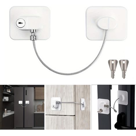 Serrures de sécurité polyvalentes, serrure de porte d'armoire sans perçage, serrure de fenêtre, boucle de verrouillage de réfrigérateur, blanc (1/5)