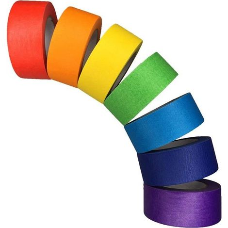 Ruban adhésif décoratif irisé, papier crépon, ruban adhésif coloré pour enfants et enseignants, 7 rouleaux 13 m 25 mm (1/5)