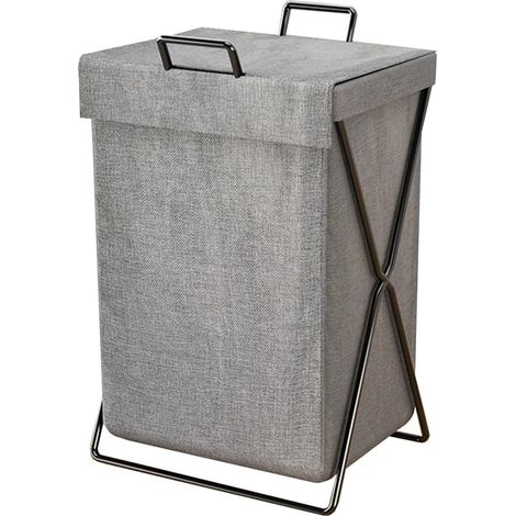 Panier à linge pliable, chariot à lessive étroit et autoportant pour chambre, corbeille de rangement avec poignées ergonomiques pour vêtements, collecteur de linge sale pour salle de bain, gris, taill (1/5)