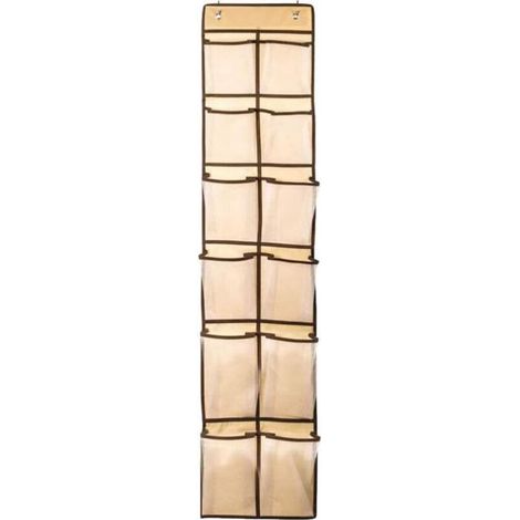 Over-the-Door Shoe Storage Bag, Non-Woven Fabric Storage Bag, 12-Compartment Finishing Organizer (Beige) (1/5)