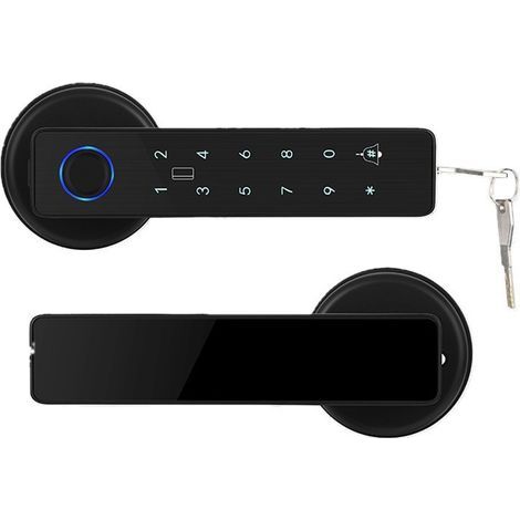 Smart door locks with buttons, keyless digital entry locks with handles, external fingerprint locks, electronic door latches with keypads, handles (1/3)