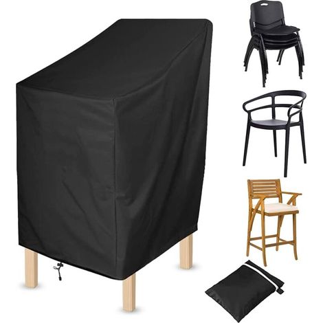 Protective cover for stacking chairs, protective cover for garden chairs, balcony chairs, 68 x 68 x 120 cm (1/5)