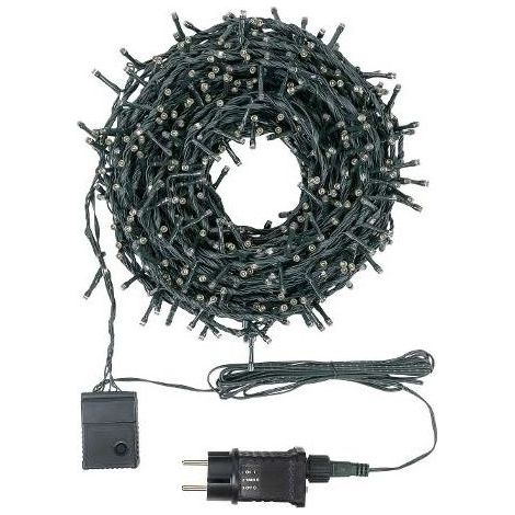 Nastro MiniCluster "SFL StarFall Light Steady" 1660 LED bianco caldo per uso esterno ed interno da 30 mt -Cavo verde / Bianco caldo e bianco