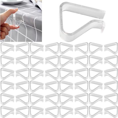 Lot de 48 Pinces à Nappe Transparentes en Plastique - Coupe-Vent - pour Noël, Maison, fête de Mariage, intérieur, extérieur, Camping, Pique-Nique - Taille S (1/5)