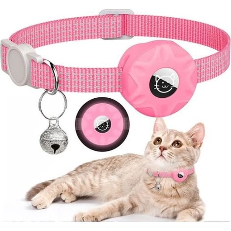 Reflektierende Silikonhülle für Katzenhalsbänder, Schutzhülle für Bluetooth-Tracker – Leuchtendes Pink (1/4)