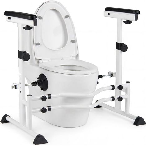Verstellbarer Toiletten-Haltegriff mit rutschfesten Griffen, Silber