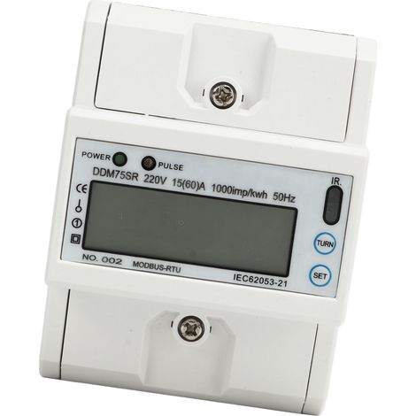 Digitaler Energiezähler für Einphasenstrom, LCD-Display, kWh-Anzeige, Leistungsaufnahmetester, 4-polig, RS485-Anschluss, DIN-Schienenanschluss, 15–60 A, 220 V DC (1/5)