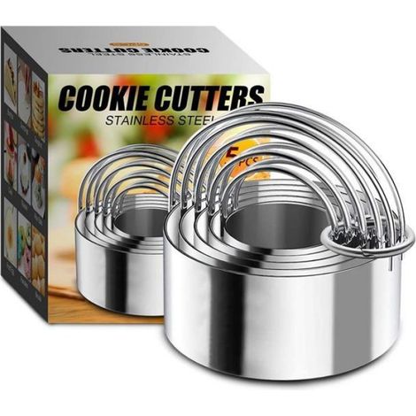 Emporte-pièce Rond - Lot de 5 Emporte-pièces en Acier Inoxydable 430 pour Biscuits et Pâtisseries - Diamètres 4 à 8 cm (1/4)