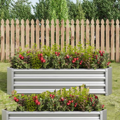 2er-Set hochbeet Metall Pflanzenbeet, Hochbeete für Garten aus robustem Stahlblech mit stabilem Design, Rostschutz und Langer Haltbarkeit, Hochbeet Bausatz ohne Boden, Ideal für Gemüse, Kräuter & Blum
