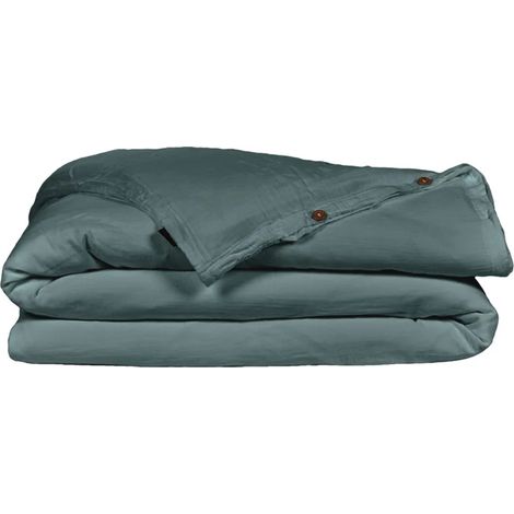 Housse de couette gaze de coton double 220 x 240 cm bleu canard - PEPA 3 (1/5)
