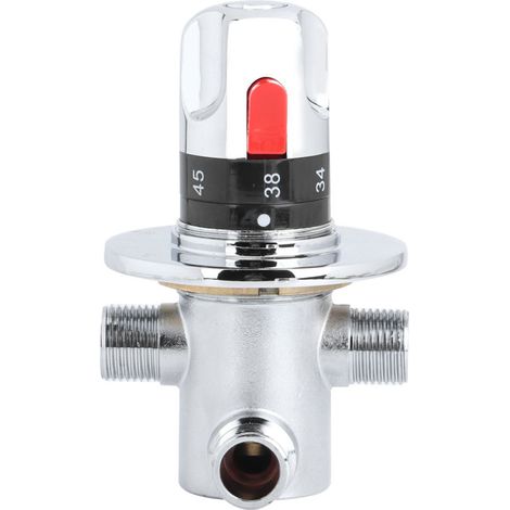 Grifo mezclador termostático de latón macizo, con filtro integrado y control de temperatura, para calentadores de agua domésticos. (1/5)
