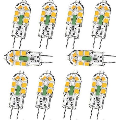 G4 2W LED-Lampe, 240 lm, entspricht einer G4 20W Halogenlampe, warmweiß 3000K, 12V AC/DC, flimmerfrei, nicht dimmbar, 10er-Packung.