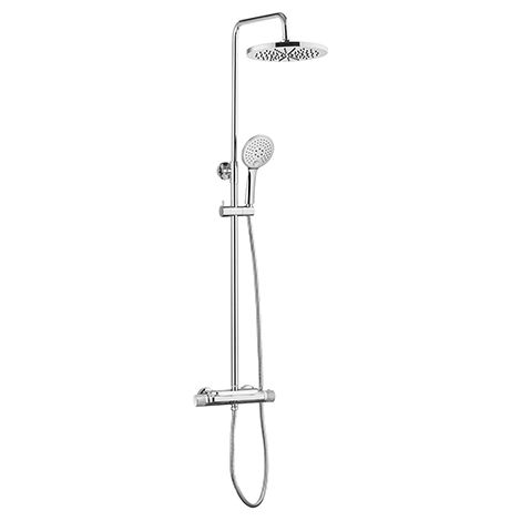 Edouard Rousseau – Colonne de Douche Thermostatique VOLG Chromée – Douchette 3 Jets – Flexible 1,50 m – Robinetterie Thermostatique Corps Froid avec Tablette Verre (1/2)