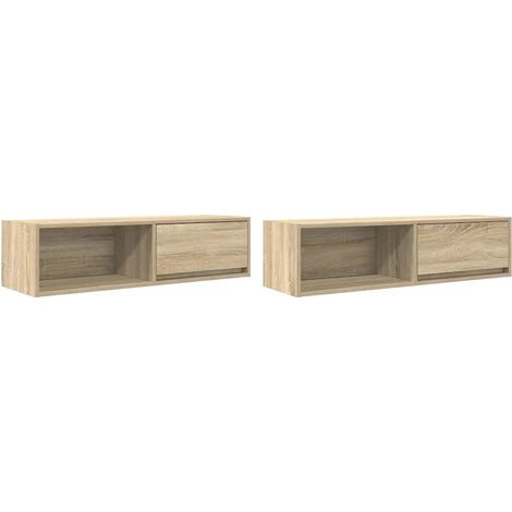 Lot de 2 meubles TV muraux design moderne 100 x 31 x 25,5 cm en bois d'ingénierie chêne sonoma