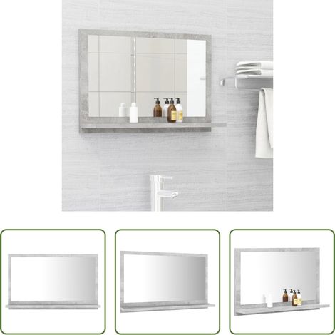 Miroir de salle de bain - Miroir de salle de bain Gris béton 60x10,5x37 cm Aggloméré (1/5)