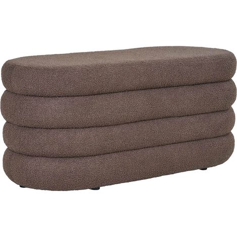 Altobuy – Banc-coffre en tissu bouclettes marron – Dimensions 103 x 45 x H44 cm – Structure bois contreplaqué – Design original pour rangement (1/5)