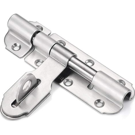 Verrou de porte coulissante en acier inoxydable 100 mm avec fermoir à cadenas, verrou de porte robuste pour salle de bain, toilettes, jardin, abri de jardin (1/4)