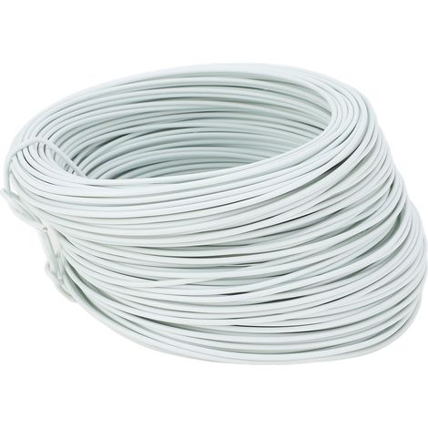 Fil de fer électro-galvanisé 0,9 mm, 40 m, rond, robuste et flexible, revêtu de PVC, blanc (1/5)
