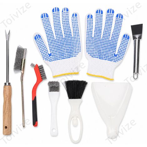 Kit di pulizia per gabbie per uccelli in acciaio inossidabile Toivize: spazzola e raschietto in legno di faggio. (1/5)