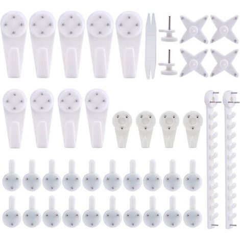 TRIP 42pcs Accroche Tableau Sans Percer Blanc Fixation Murale Sans Percer Crochet en Plastique pour Accroche Cadre Crochet Tableau Cadre Photo Chapeau (1/5)