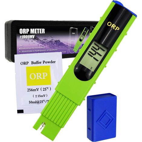 Orp Redox Meter -19991999mv Testeur de Potentiel de Réduction D'Oxydation avec 256mv Orp Calibration Buffer pour Les Tests d'eau, Aquarium, Laboratoire de Recherche (1/5)