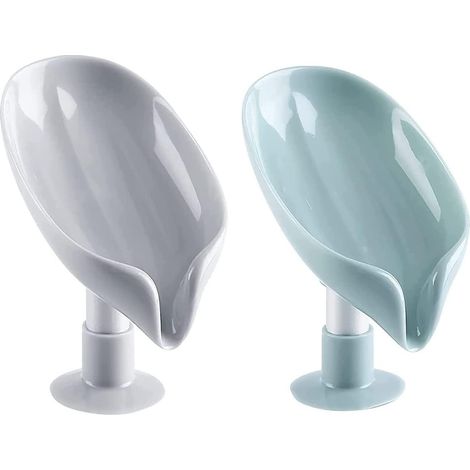 (vert Et Gris) 2 Pices Porte Savons Ventouse Bote Savon Avec Drainage, Support Savon Pour Cuisine Salle De Bains Ponge Savon Douche, Nettoyage Fa (1/5)