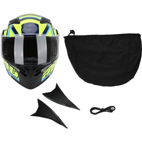 Casque moto Bluetooth double visière électrique relevable motif corne de bœuf taille M (1/5)