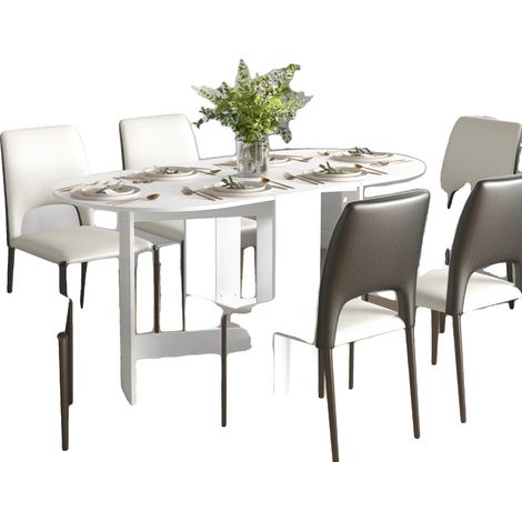Table à manger, Dimensions 163 cm x 80 cm x 75 cm, Forme ovale, Nécessite un assemblage, Design moderne, Gain de place (1/5)