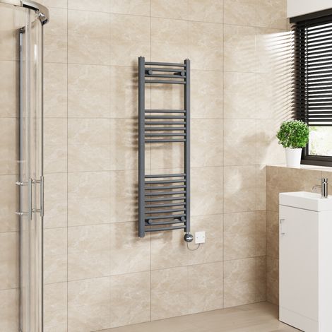 Touch Screen Thermostatic Towel Rail Curved Anthracite 1200x400mm