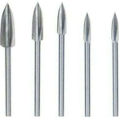 5 Pieces Wood Carbide Engraving and Carving Drill Bit Set for DIY Woodworking, Carving, Engraving and Drilling, Silver (1/4)