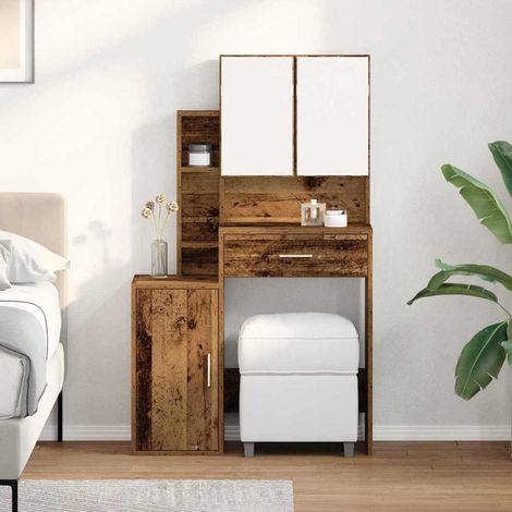 Schminktisch mit Regal Altholz 80 x 35 x 132 cm Holzwerkstoff