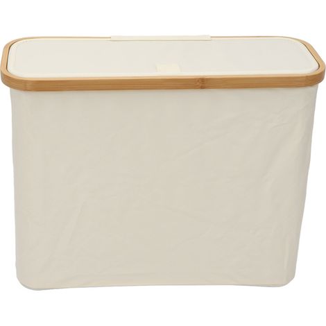 Panier de rangement papier toilette capacité 12 rouleaux pliable antidérapant support de salle de bain avec couvercle et fenêtre transparente beige (1/2)