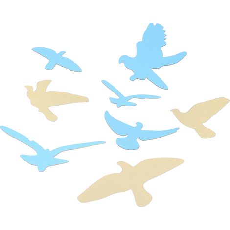 Adornos de pared autoadhesivos con forma de pájaro para salas de estar y dormitorios, plástico color dorado, 11 unidades. (1/5)
