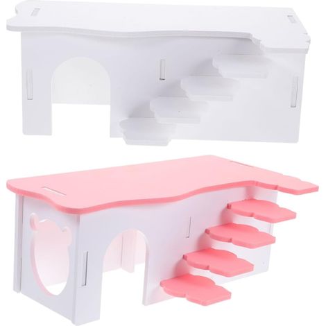 2-teiliges Hamster- und Schweinchen-Versteckhaus mit Plattform, Kleintier-Spielzeugset (1/5)