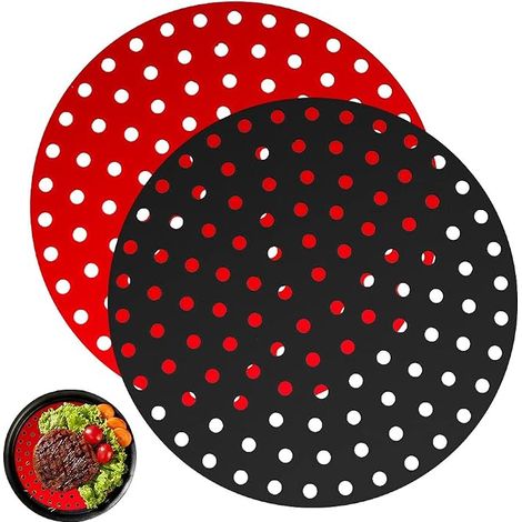 Papier Redondo Backofen, 2Stück Alfombrillas de Silicona Reusables Air Fryer Liner, Papier Redondo Freidora, Antiadherentes (Redondo, 8.0 Zoll) (1/5)