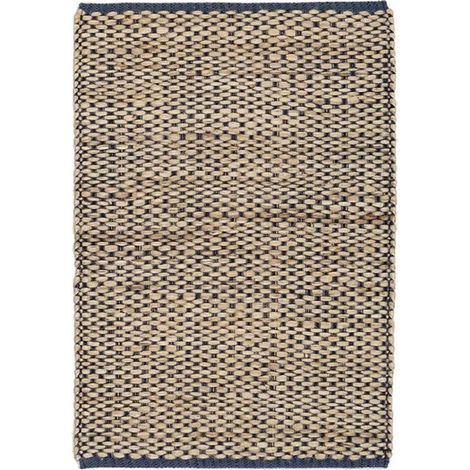 Tapis rectangulaire - JUANIO - 60 x 90 cm - 60% jute 40% coton - couleur naturel - design tissé