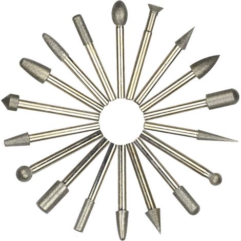 Fraise Diamant - Grain 180 - Tige 6 mm - Pour Meulage Polissage Gravure Verre Métal Pierre Céramique - Lot de 20 Pièces (1/5)