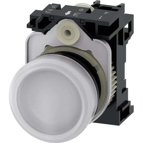 Siemens Piloto de señalización, 22mm, redondo, plástico, blanco, Lente, lisa, AC 230V, 3SU11066AA601AA0
