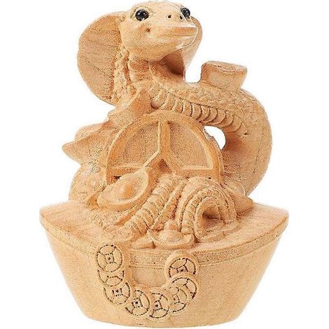 Statue de serpent chinoise en bois sculpté à la main, décoration Feng Shui (1/5)