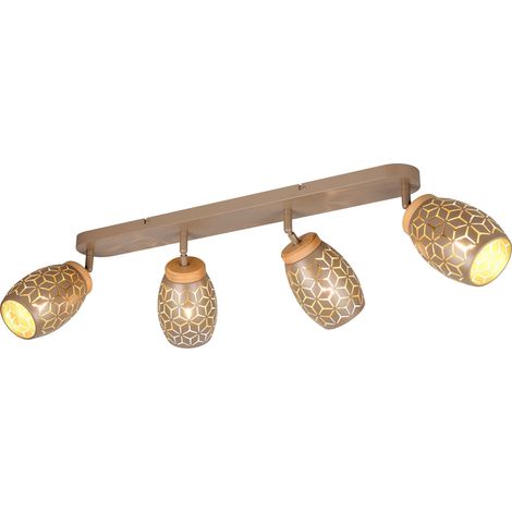 Barra 4 luci, metallo, caffè e legno, L 74 cm, Bidar (1/5)