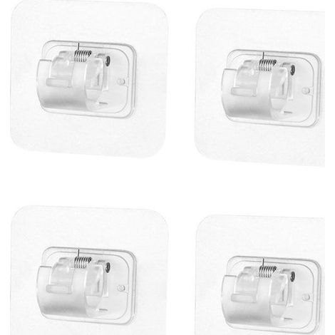 Haken für Vorhangstangen - Selbstklebend - Transparent - 4er-Pack - Starke Haftung