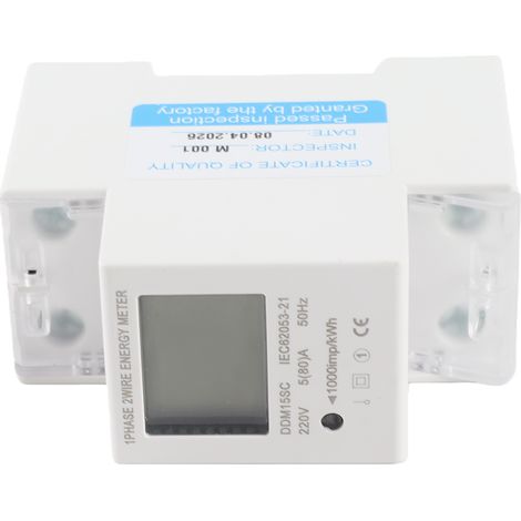 Einphasen-Energiezähler auf DIN-Schiene mit digitalem LCD-Display, 5–80 A, 50 Hz, elektronischer kWh-Zähler, Stromverbrauchsüberwachung DDM15SC (1/2)