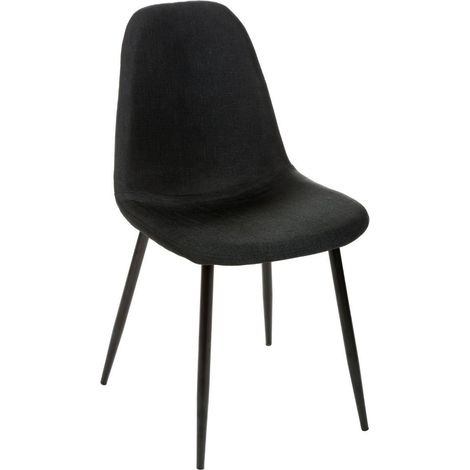 Atmosphera – Chaise scandinave en tissu noir et métal – Hauteur d'assise 48 cm – Dimensions L. 45 x l. 51 x H. 86 cm – Confort optimal pour salle à manger et bureau (1/10)