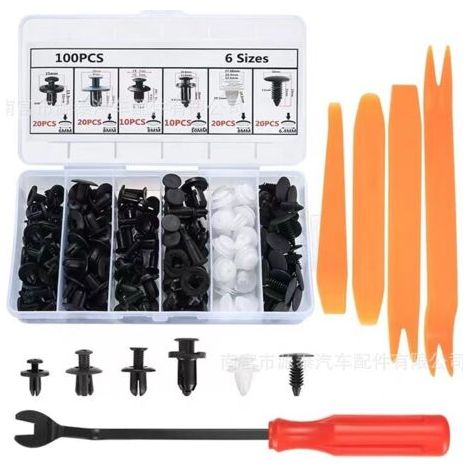 FENOPLASTICARivet Clips Plastique 100 Pièces Clips Plastique Voiture Clips Peugeot Carrosserie Garniture Clips avec Outil Démontage Universels Clips Voiture pour Auto Voitures Panneaux de Portes (1/5)