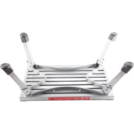 Marchepied pliant pour camping-car en alliage d'aluminium gris argenté, pieds antidérapants en caoutchouc, stable et multifonctionnel (1/5)